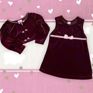 Maroon Velvet Dress and Matching Cardigan